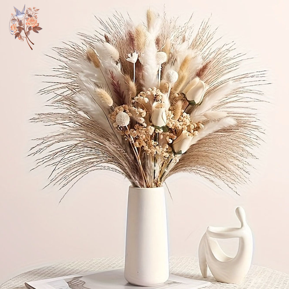 Dried Flower Bouquet - 80 قطعة من الزهور الاصطناعية المجففة