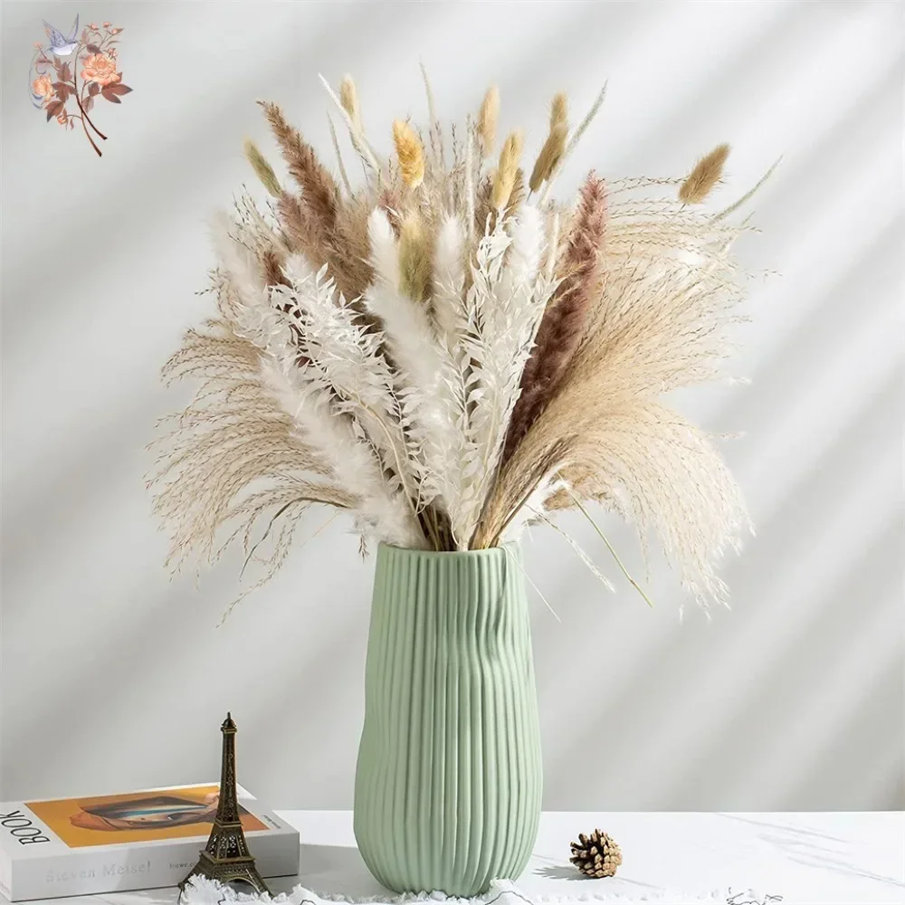 Dried Flower Bouquet - 88 قطعة من عشب البامباس الطبيعي