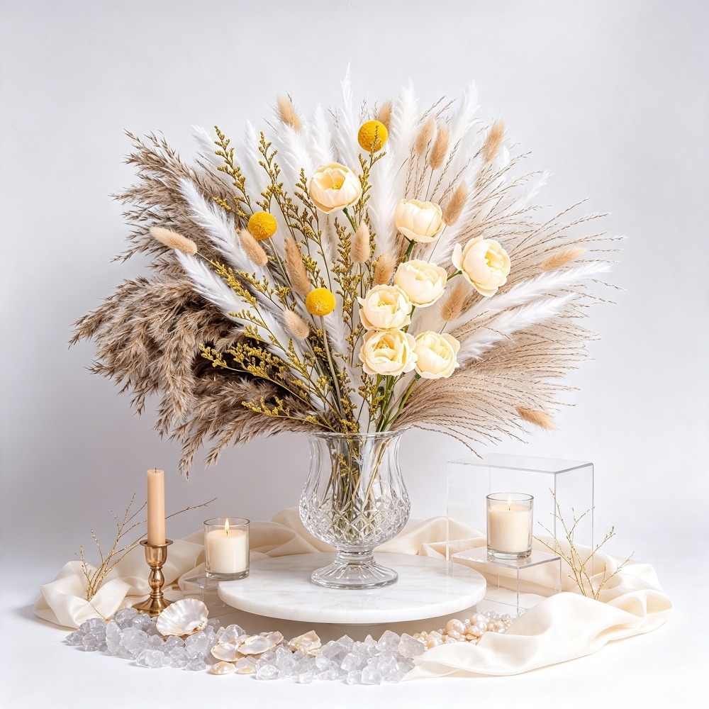 Dried Flower Bouquet - باقة زهور مجففة مختلطة، عشبة البامباس،