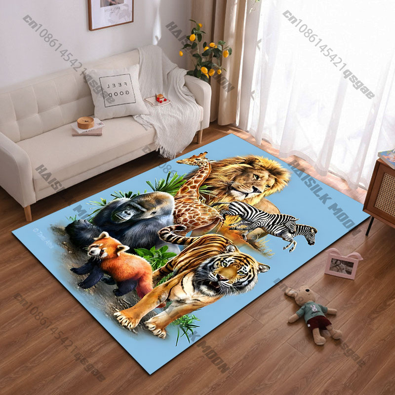 Home Decor Habitat - سجادة بتصميم حيوانات برية في بيئتها