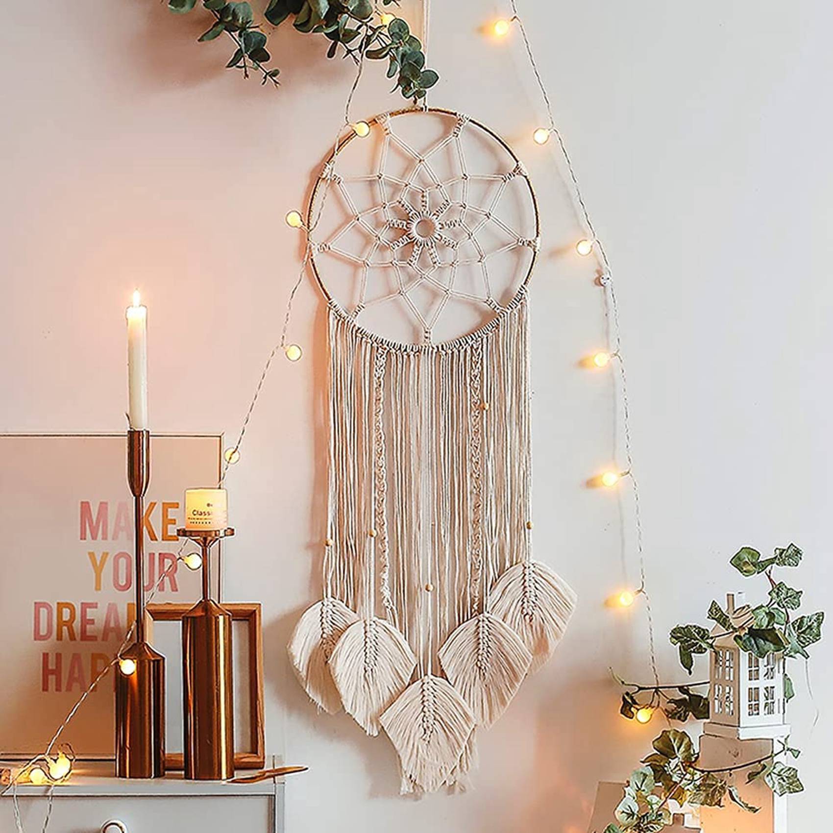 Macrame Wall Hanging - ABRW- صائد الأحلام المصنوع يدويًا بتصميم