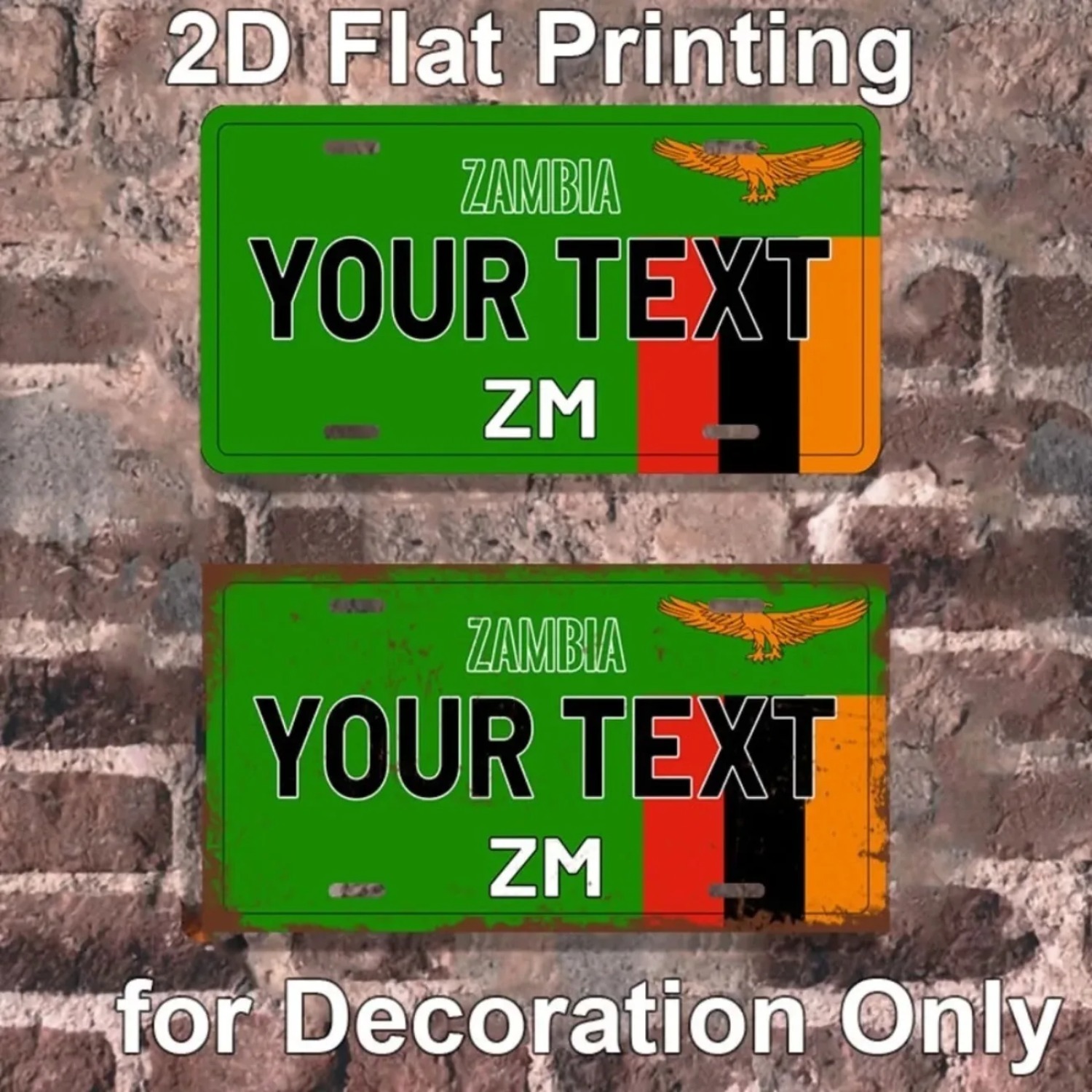 Home Decor Zambia - لافتة ألومنيوم مخصصة لزامبيا، ديكور جداري