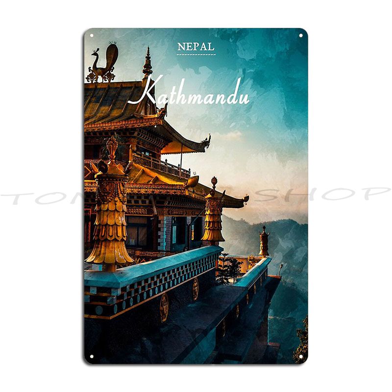 Home Decor Kathmandu - لافتة معدنية للسفر إلى كاتماندو نيبال،