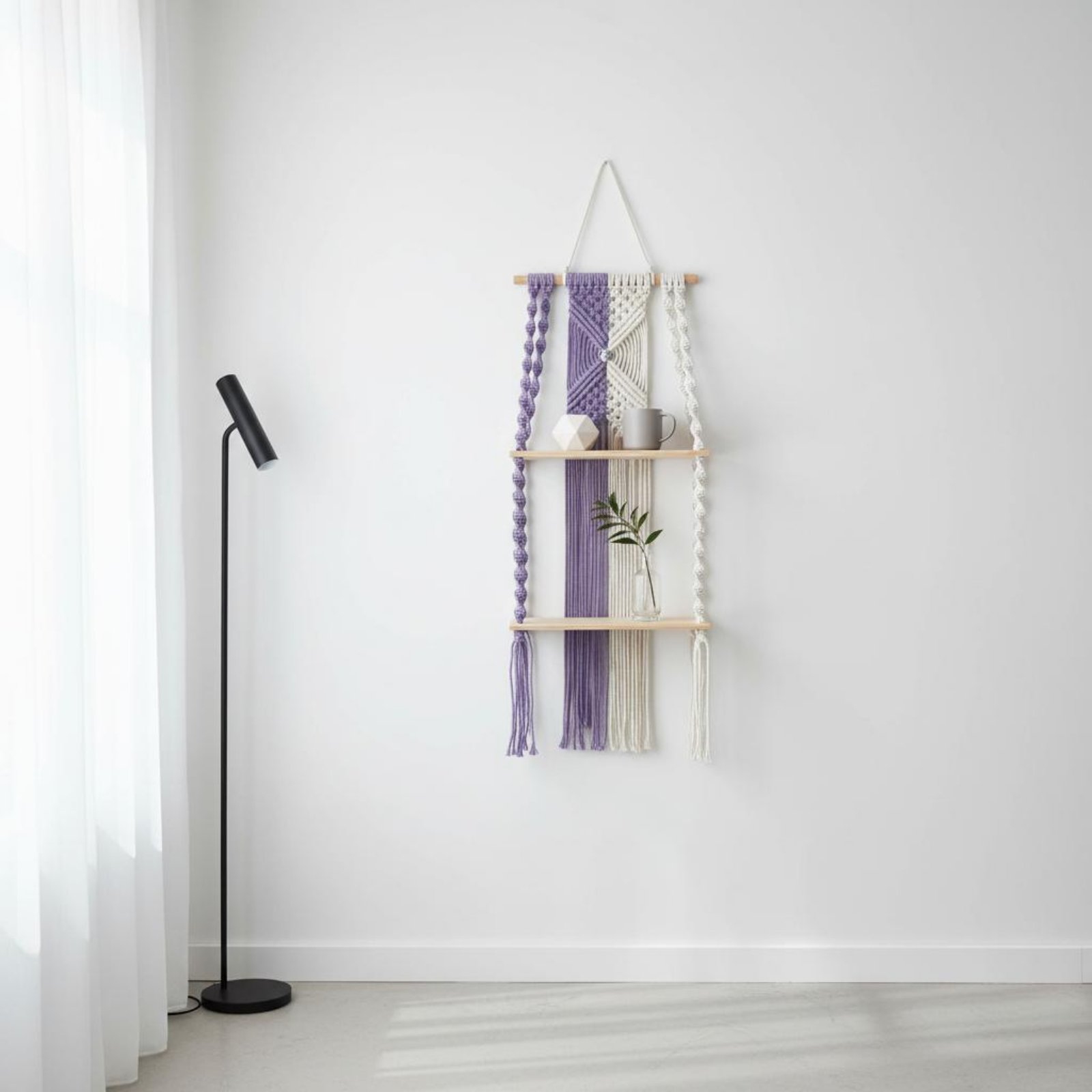 رف جداري بوهيمي سهل التعليق، ر - مراجعة Macrame Wall Hanging وسعره