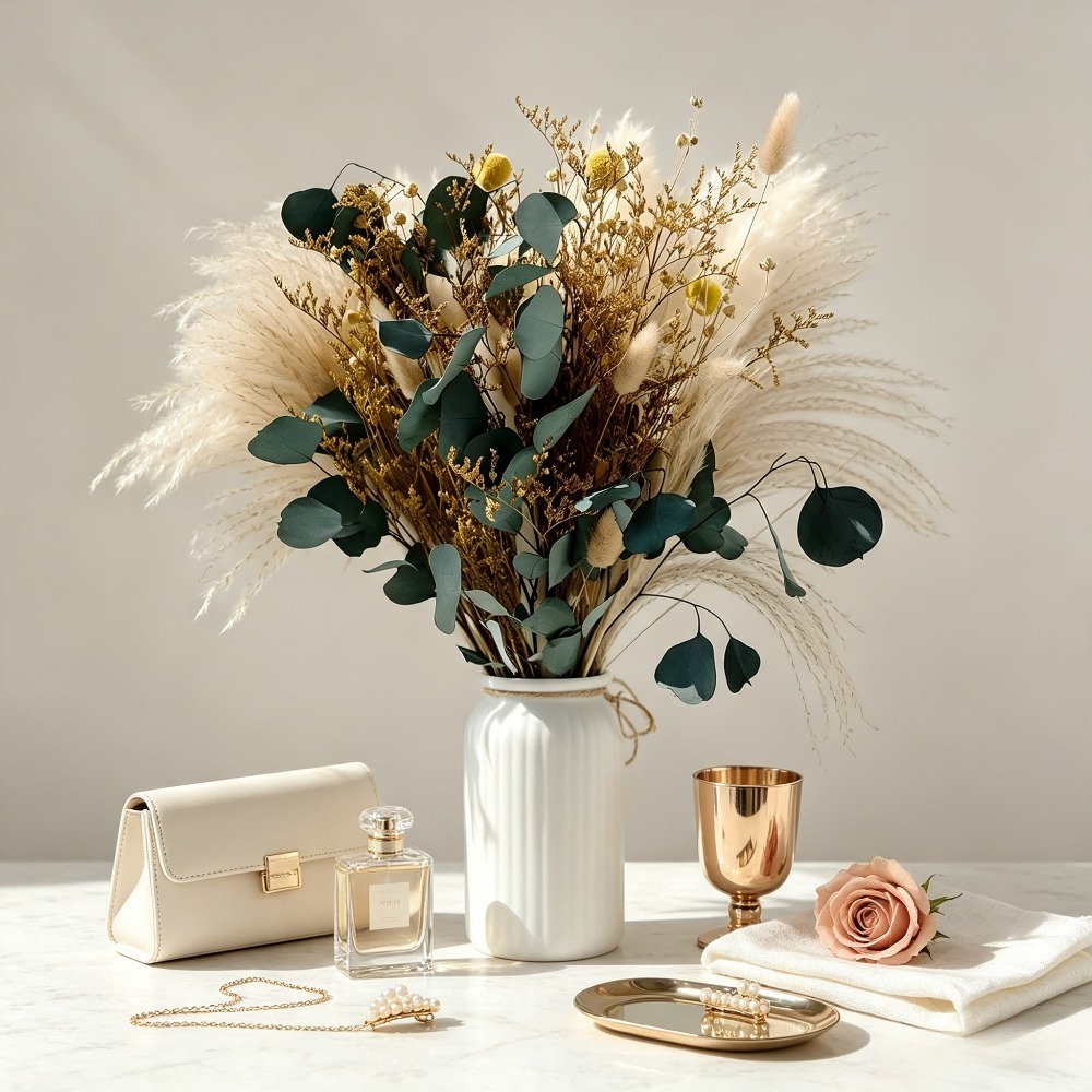 باقة عشب البامباس المجفف الطبي - مراجعة Dried Flower Bouquet وسعره