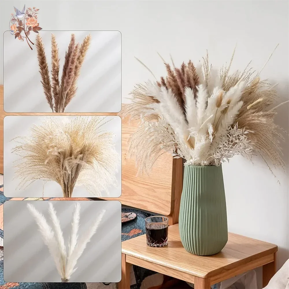 88 قطعة من عشب البامباس الطبيع - مراجعة Dried Flower Bouquet وسعره