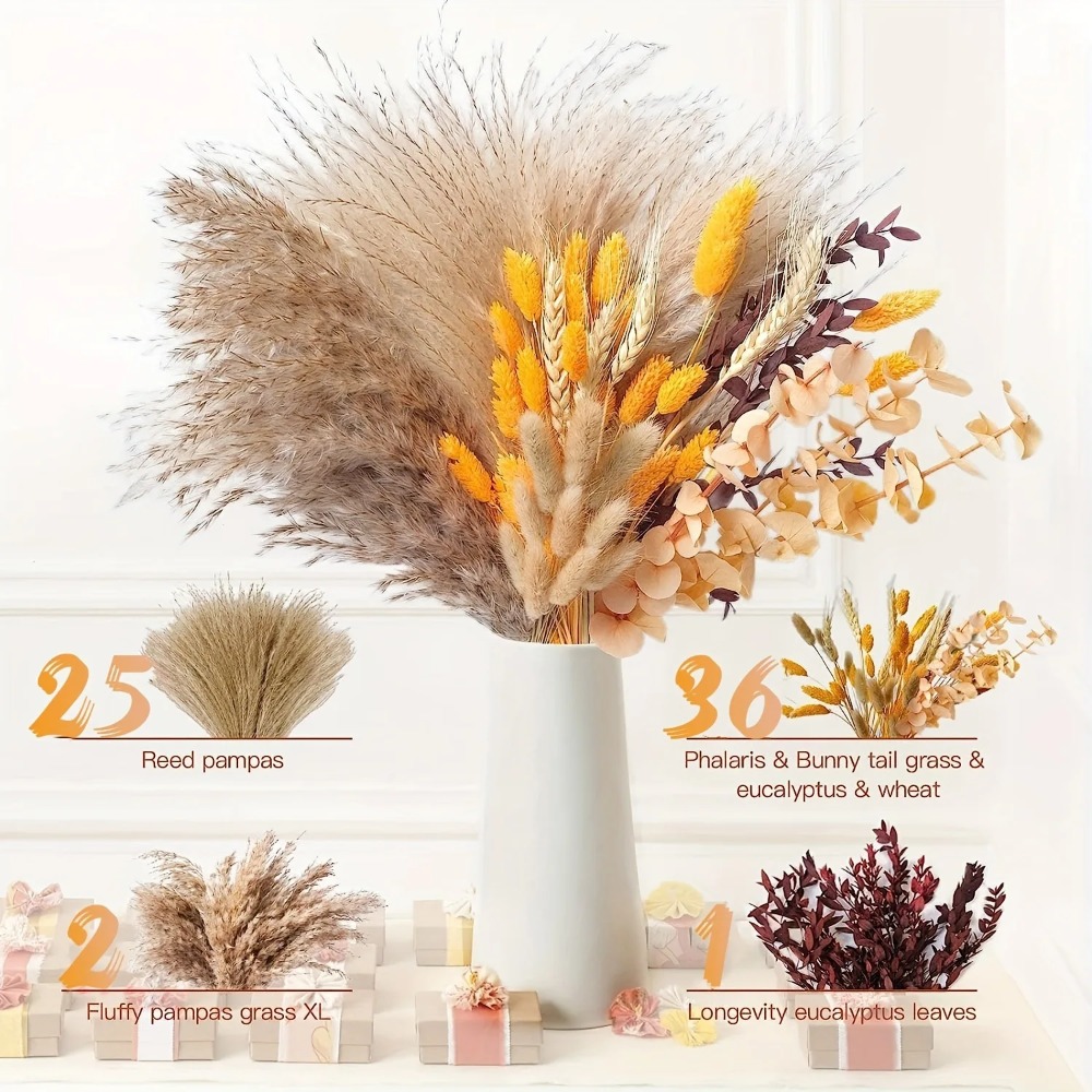 80 قطعة باقة الزهور المجففة ال - مراجعة Dried Flower Bouquet وسعره