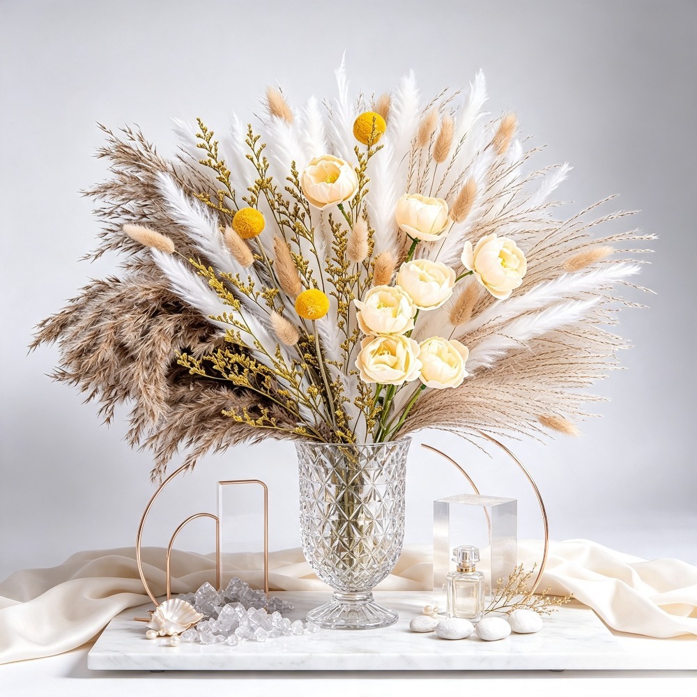 باقة زهور مجففة مختلطة، عشبة ا - مراجعة Dried Flower Bouquet وسعره