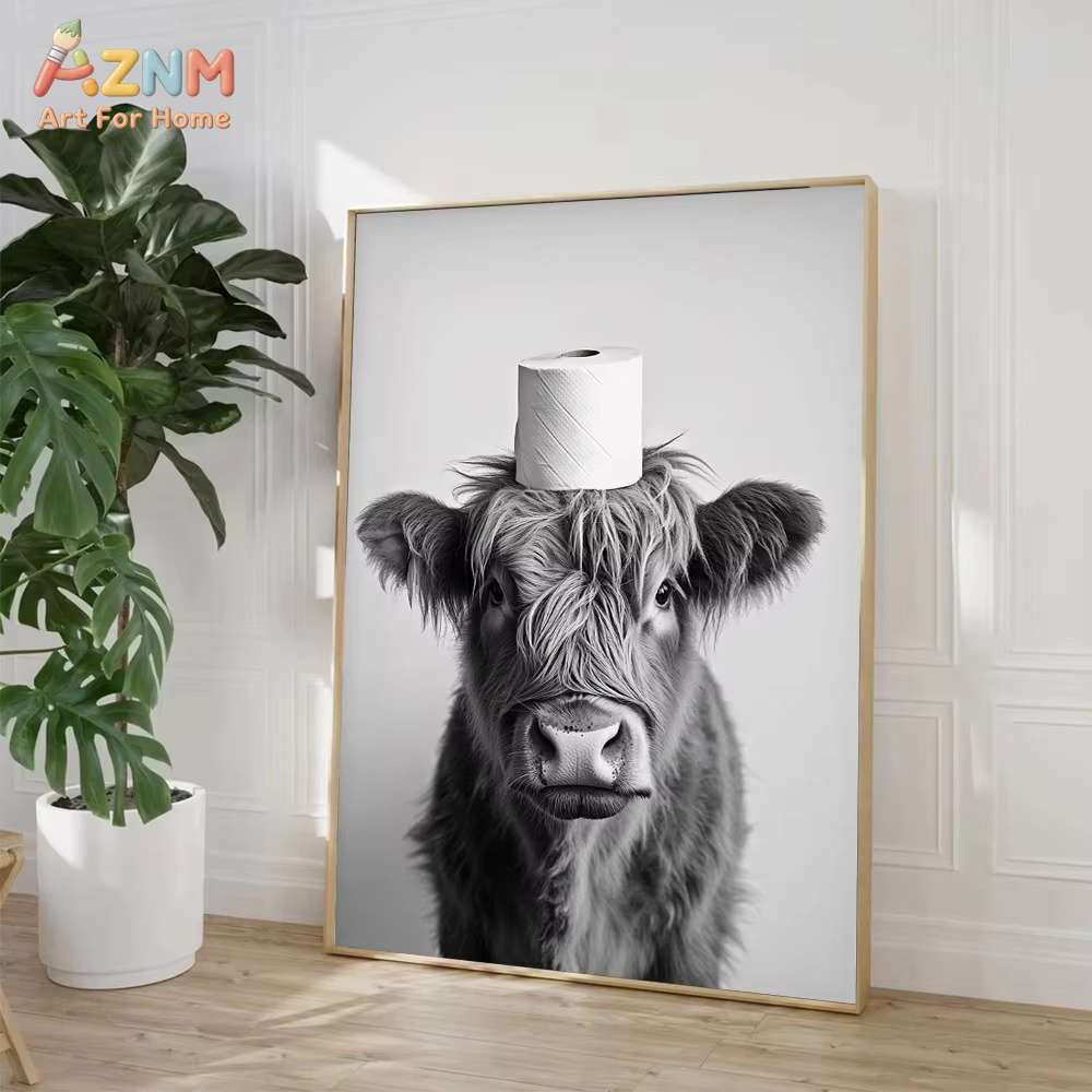 لوحة قماشية مطبوعة بتصميم بقرة - مراجعة Home Decor Wallpaper وسعره