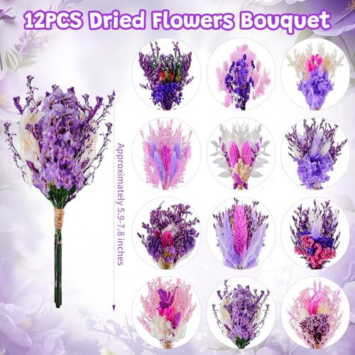12 قطعة باقة زهور مجففة صغيرة  - مراجعة Dried Flower Bouquet وسعره