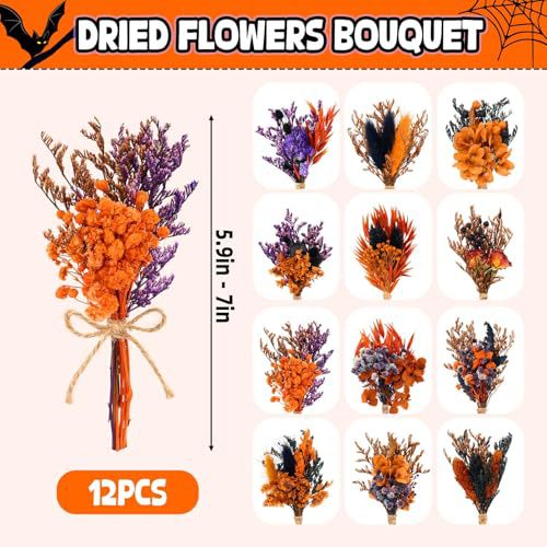 12 قطعة باقة زهور مجففة صغيرة  - مراجعة Dried Flower Bouquet وسعره