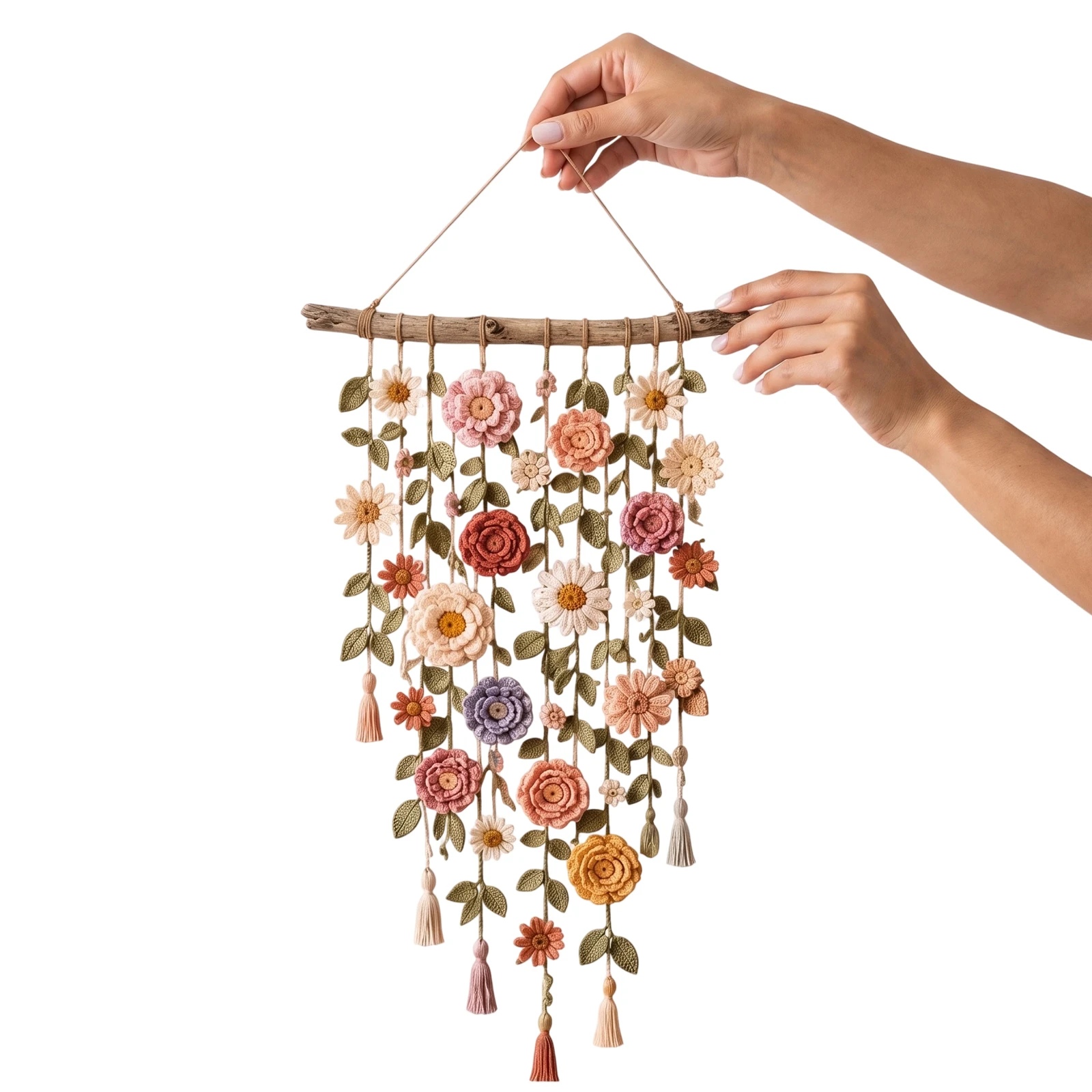 ديكور زهور على شكل كروم بوهو،  - مراجعة Macrame Wall Hanging وسعره